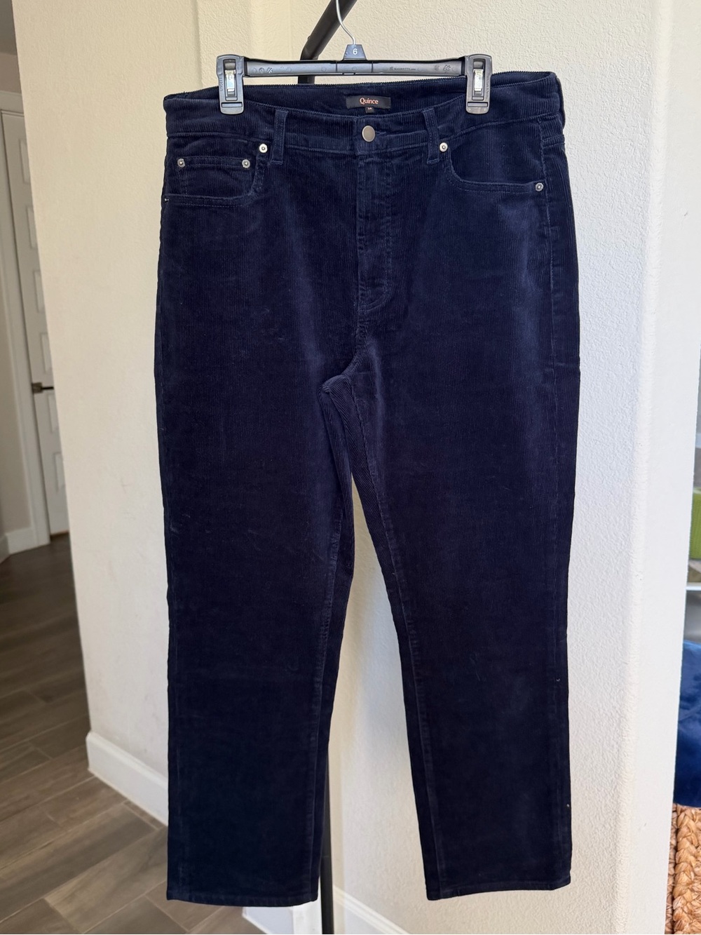 Quince Women's Straight-Leg Organic Stretch Corduroy Pants in Deep Navy NWOT 14